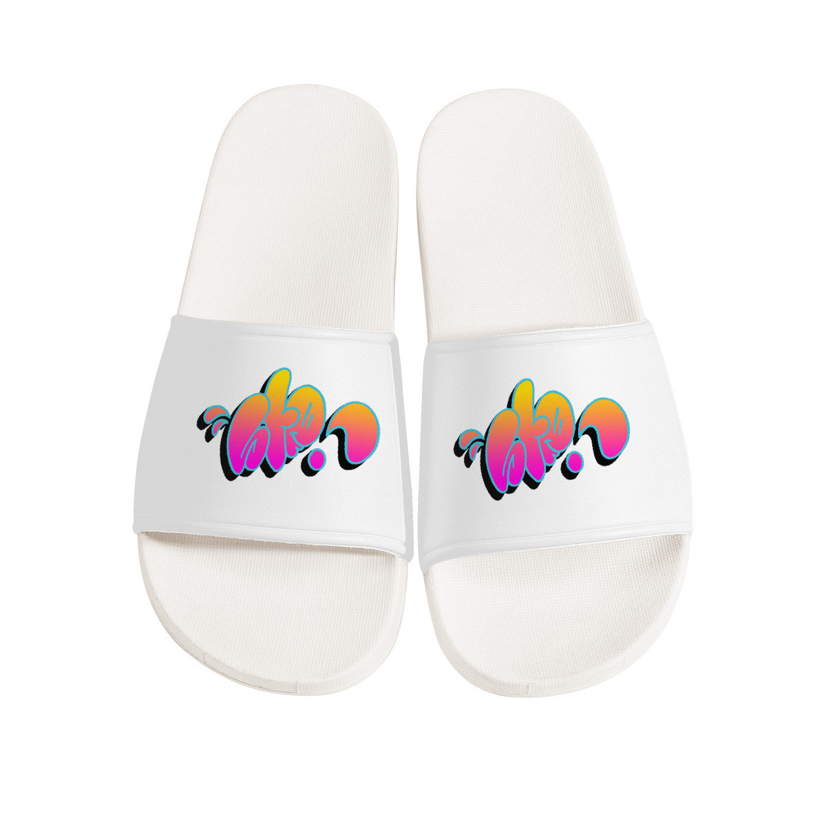 STE’ Graffiti Slide Sandals - White